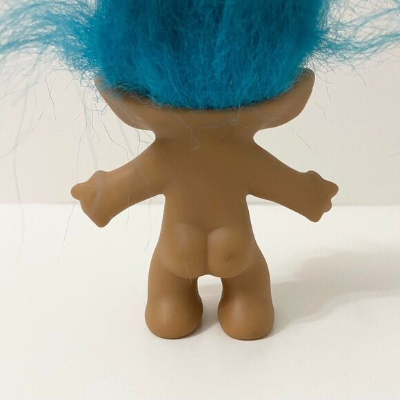 Vintage ACE Novelty Treasure Troll Blue Hair Diamond Wishstone Belly Gem 4 Inch - Picture 15 of 16